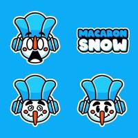 conjunto de ilustração de desenhos animados de mascote de neve macaron vetor