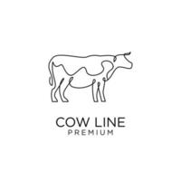 linha de fazenda de vaca mono desenho de ícone de logotipo de desenho único vetor