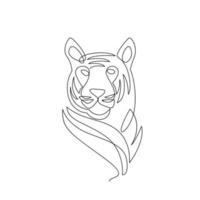 desenho vetorial de desenho de uma linha contínua de tigre vetor