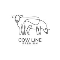 linha de fazenda de vaca mono desenho de ícone de logotipo de desenho único vetor