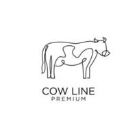 linha de fazenda de vaca mono desenho de ícone de logotipo de desenho único vetor