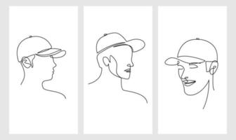 definir boné de chapéu de homem desenho vetorial de uma linha vetor