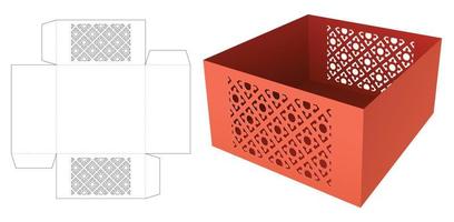 bandeja com modelo de corte e vinco de padrão estampado e maquete 3d vetor