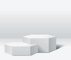 pódio hexagonal de maquete para apresentação do produto em fundo branco vetor