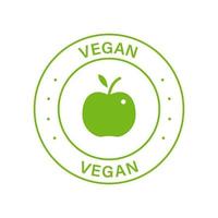 selo verde vegano. rótulo vegetariano. produto orgânico para símbolo vegano. comida natural para sinal vegetariano. bio logotipo de vegetais frescos saudáveis. emblema vegano. ilustração vetorial isolado. vetor