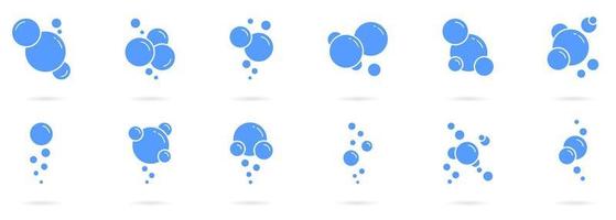 bolhas redondas de ícone de espuma ou sopa definido no estilo de neumorfismo. refrigerante, água com gás, lavanderia, champanhe, pictograma de limpeza. ícone de sabão de bolha de círculo. ilustração vetorial isolado. vetor