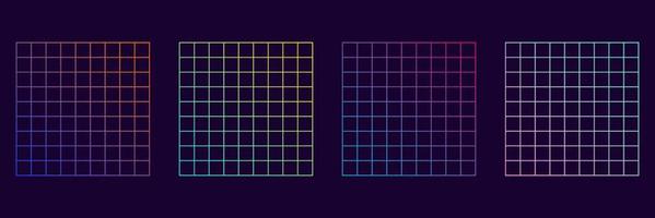 retrô na moda dos anos 80, estilo dos anos 90. quadrado de perspectiva de ondulação de onda. padrão de néon quadrado de grade distorcida. deformar falha quadrada geométrica futurista. design moderno abstrato. ilustração vetorial isolado. vetor