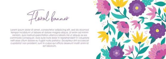 banner horizontal floral com flores e folhas abstratas. bom para modelos, banners, convites, folhetos, brochuras, cartões, etc. eps 10 vetor