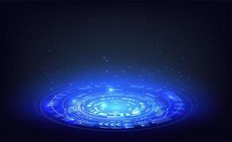 fundo futurista de ficção científica. portal de círculo azul com luzes e brilhos. vetor