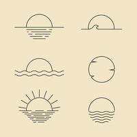 conjunto de design de ilustração vetorial modelo de logotipo de arte de linha minimalista do sol vetor