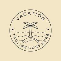design de vetor de logotipo de arte de linha de palmeira ao ar livre de férias