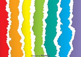 Vetores de papel rasgado com arco-íris