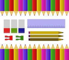 conjunto de utensílios de escola e banner vetor