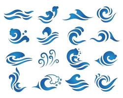 conjunto de logotipo de onda de água azul vetor