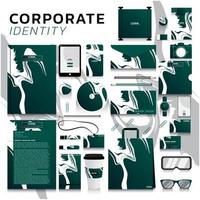 identidade corporativa definida com design de traçado de pincel em verde vetor