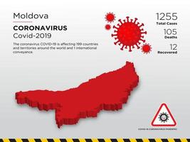 mapa do país afetado pela moldávia de coronavírus vetor