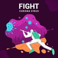 cartaz de combate ao vírus corona de homem vetor