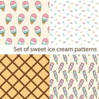 conjunto de padrões de sorvete doce vetor