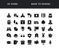 conjunto de ícones simples de volta às aulas vetor