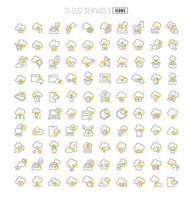 conjunto de ícones lineares de serviços em nuvem vetor
