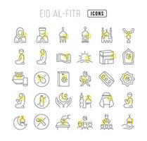 ícones de linha vetorial do eid al-fitr vetor