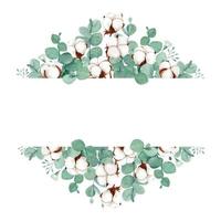 banner floral aquarela com algodão e eucalipto vetor