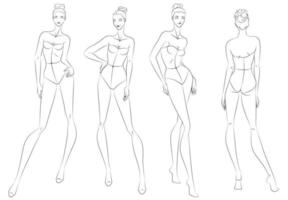 croquis de modelo de design de dez cabeças de moda usando corpete vetor