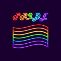 bandeira do orgulho lgbt do arco-íris de linhas de neon. listras de onda brilhante colorida símbolo abstrato de títulos livres e amor vetorial vetor