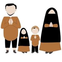 gráfico de ilustração de família muçulmana vetor