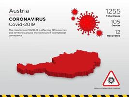 mapa do país afetado pela Áustria de disseminação de coronavírus vetor