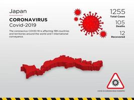 mapa do país afetado pelo Japão de disseminação de coronavírus vetor