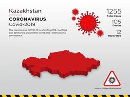mapa do país afetado pelo Cazaquistão de disseminação de coronavírus vetor