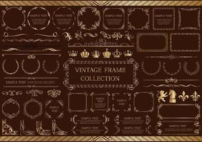 conjunto de quadros e elementos vintage ouro