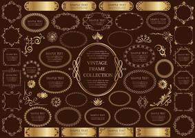 sinal vintage ouro e conjunto de quadro circular vetor