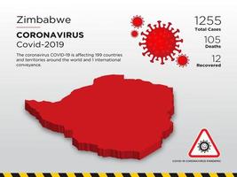 mapa do país afetado pelo zimbábue de coronavírus vetor