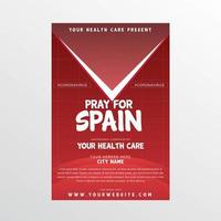 covid-19 rezar para cartaz de espanha com forma de triângulo vetor