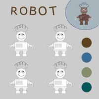 livro para colorir de um robô fofo. jogos criativos educativos para crianças pré-escolares vetor