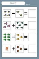 jogo educativo para crianças, crianças. . jogo de aprendizagem de matemática, jogo de contagem. ilustração vetorial para impressão, página vetor