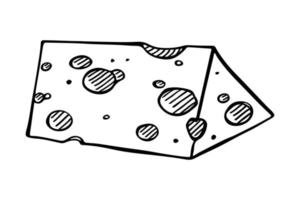 peças de queijo desenhadas à mão e fatias isoladas em um fundo branco. ícone de queijo. vetor de clipart de queijo