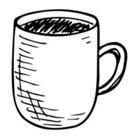 xícara fofa de ilustração de chá ou café. clipart de caneca simples. doodle em casa aconchegante vetor