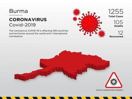 mapa do país afetado pela Birmânia de disseminação de coronavírus vetor