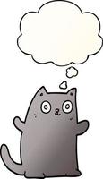 gato de desenho animado e balão de pensamento em estilo gradiente suave vetor
