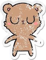 adesivo angustiado de um filhote de urso de desenho animado pacífico vetor