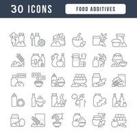 conjunto de ícones lineares de aditivos alimentares vetor
