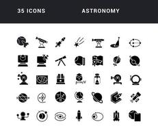 conjunto de ícones simples de astronomia vetor