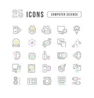 conjunto de ícones lineares de ciência da computação vetor