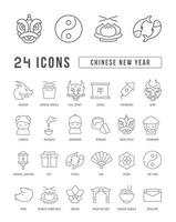 ícones de linha vetorial do ano novo chinês vetor