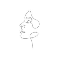 beleza mulher rosto um desenho de linha jovem ilustração em vetor retrato de linha única