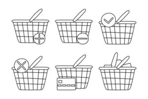 ícones de carrinhos de compras de comércio eletrônico em estilo cartoon vetor