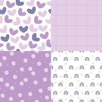 conjunto de design de padrões muito peri sem costura para moda, tecido, papel de parede e todas as estampas na cor de fundo roxo. pequeno padrão de cor muito peri com flores vetor